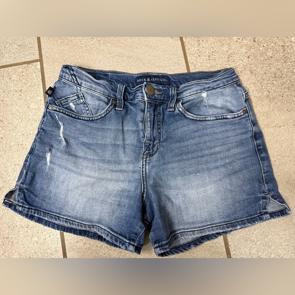 Rock & Republic Distressed Blue Jean Shorts